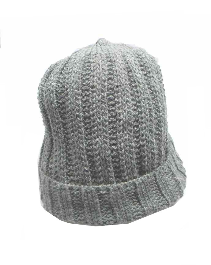 Berretto uomo donna grigio melange disegni a costina capello di lana made  italy | eBay