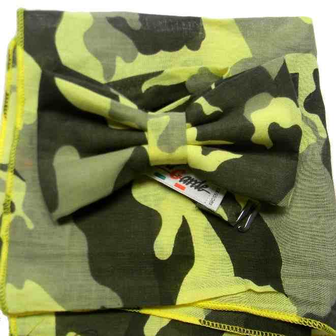 Papillon uomo mimetico e pochette da taschino abbinata completo camouflage - Picture 11 of 11