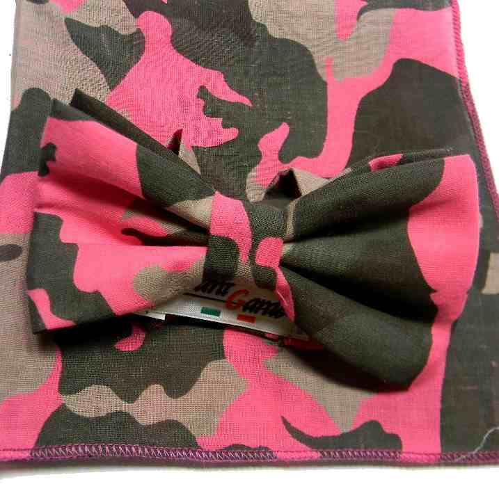 Papillon uomo mimetico e pochette da taschino abbinata completo camouflage - Picture 10 of 11