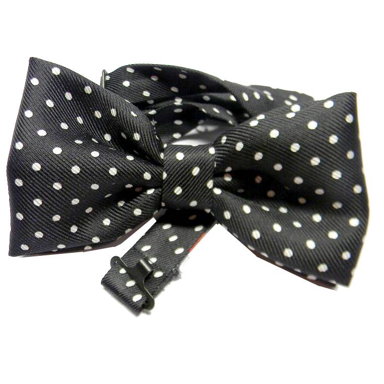 PAPILLON SETA NERO POIS BIANCO CRAVATTA FARFALLA UOMO PUNTI BIANCHI MADE ITALY - Picture 5 of 5
