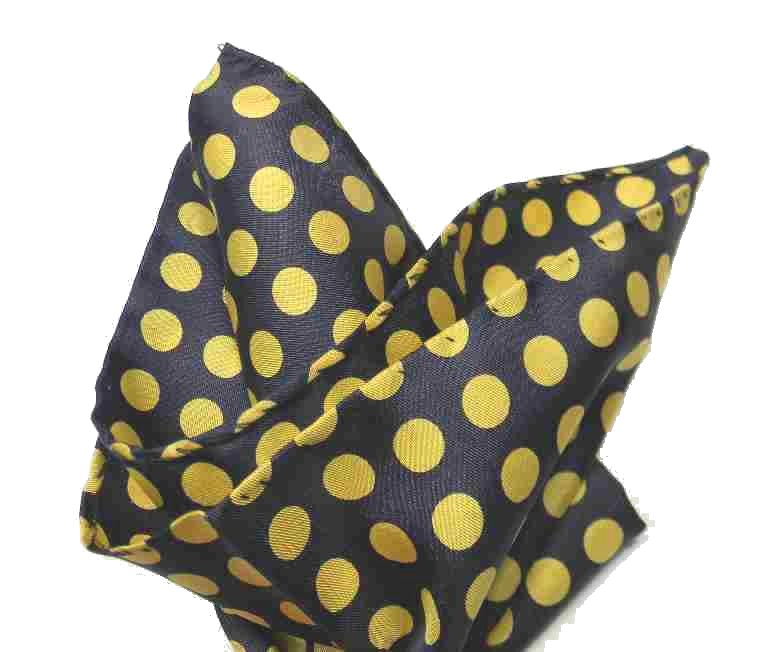 FAZZOLETTO da taschino UOMO SILK POCHETTE BLU A POIS GIALLO PALLINI e  SPILLO | eBay