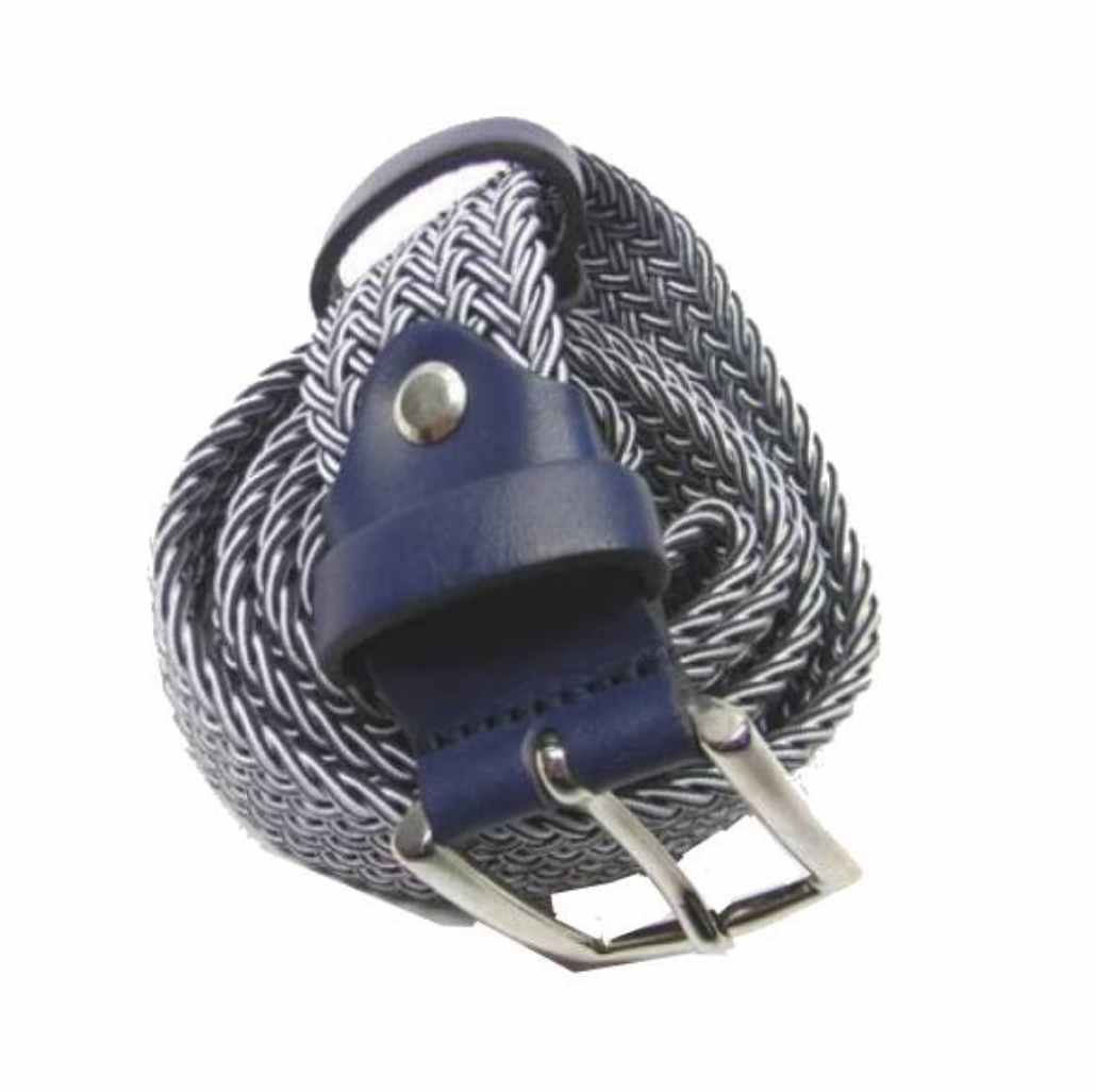 Cintura uomo grigia corda intrecciata melange argento pelle blu 95 110 120 italy - Imagen 2 de 2