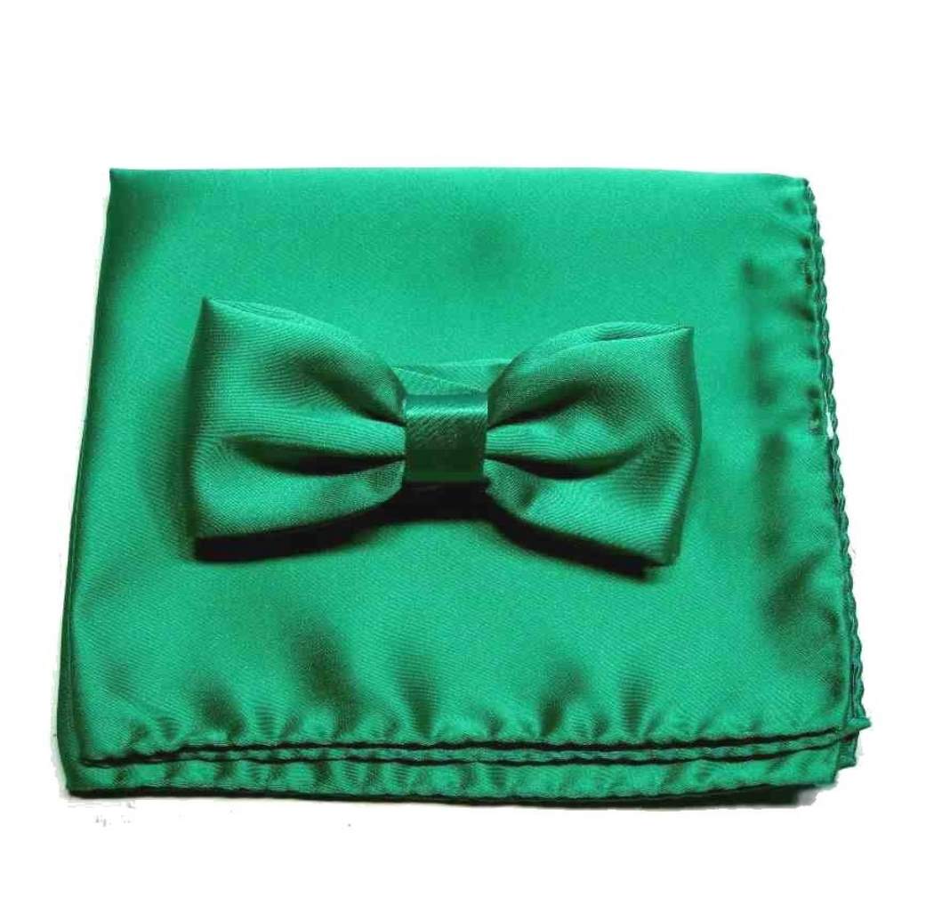 COMPLETO PAPILLON BOW TIE CRAVATTA A FARFALLA VERDE VERDINO E FAZZOLETTO M ITALY