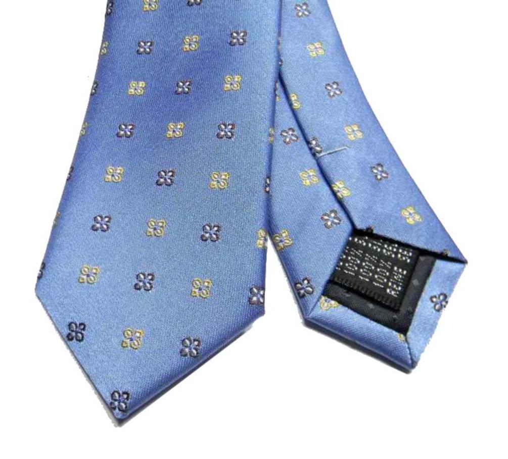 CRAVATTA azzurra a FIORELLINI cravatte di SETA RASO LUCIDO con disegni  beige | eBay