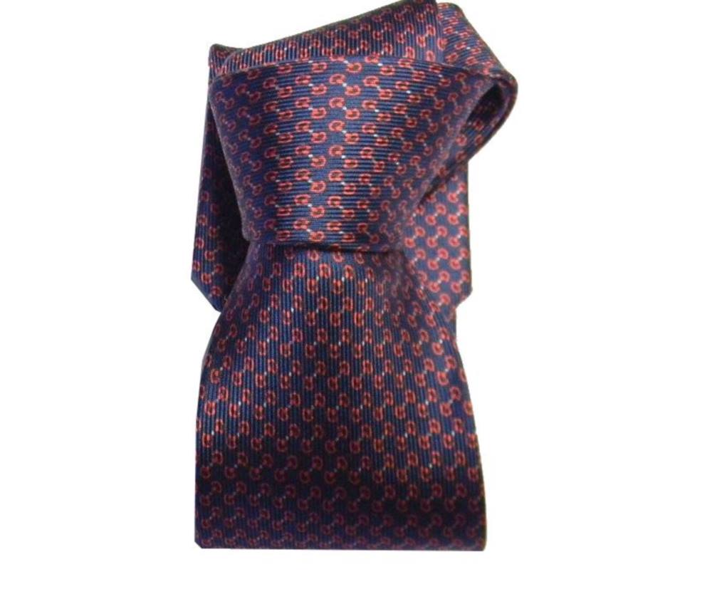 Cravatta blu seta stampata made Italy top quality e completo abbinata pochette - Foto 8 di 12