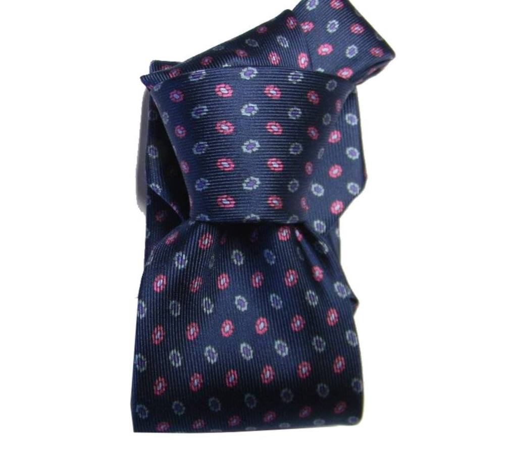 Cravatta blu seta stampata made Italy top quality e completo abbinata pochette - Foto 10 di 12