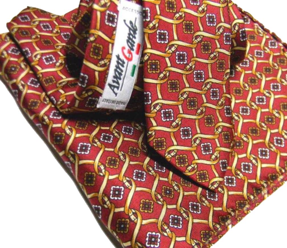 Cravate Bordeaux Cravattino Slim Imprimé En Soie Fait Main En Italie - Imagen 6 de 7