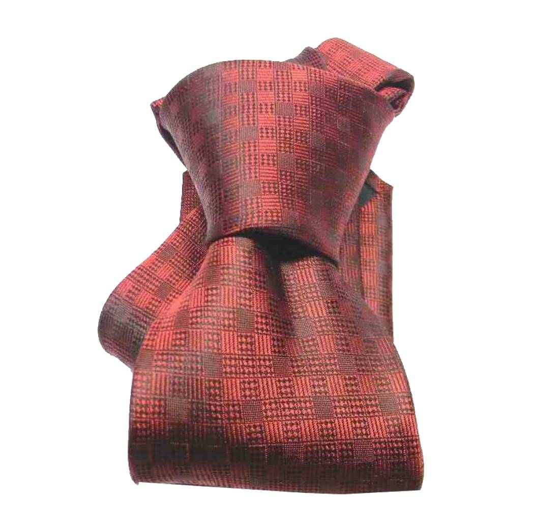 Cravatta bordeaux rosso seta handmade in italy microdisegno unita spina pesce - Picture 10 of 12