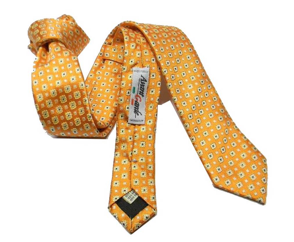 Cravate Slim Cravate Fin en Soie Orange Skinny Noeu Microd Italy - Bild 2 von 3