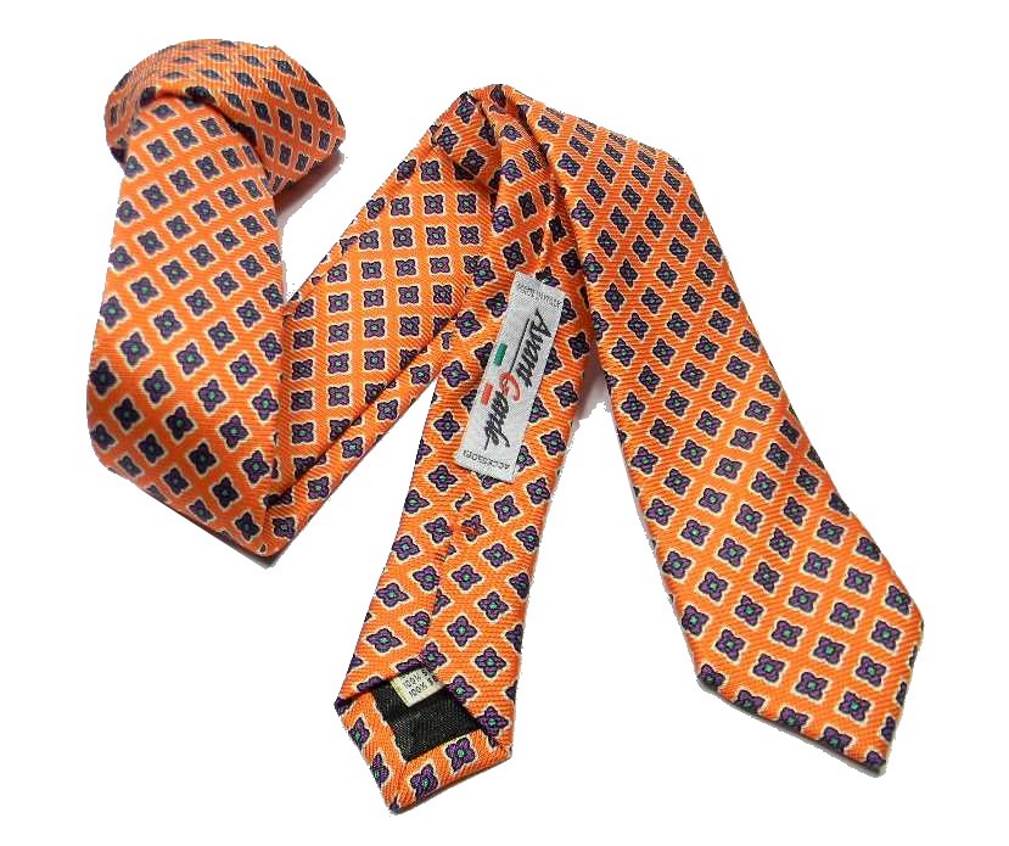 Cravate Slim Cravate Fin en Soie Orange Skinny Noeu Microd Italy - Bild 3 von 3