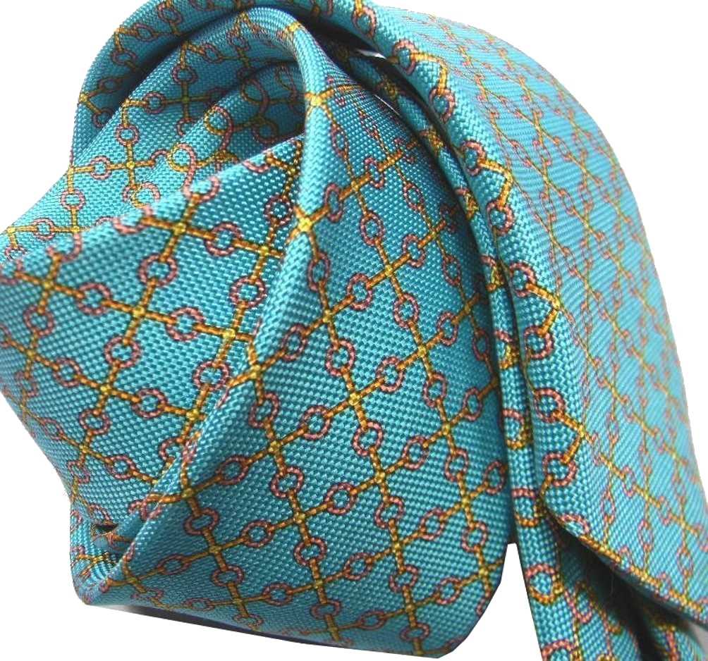 CRAVATTA TIE SETA SILK STAMPATA OPERATA azzurra verdina MADE IN ITALY varie disp - Picture 2 of 3