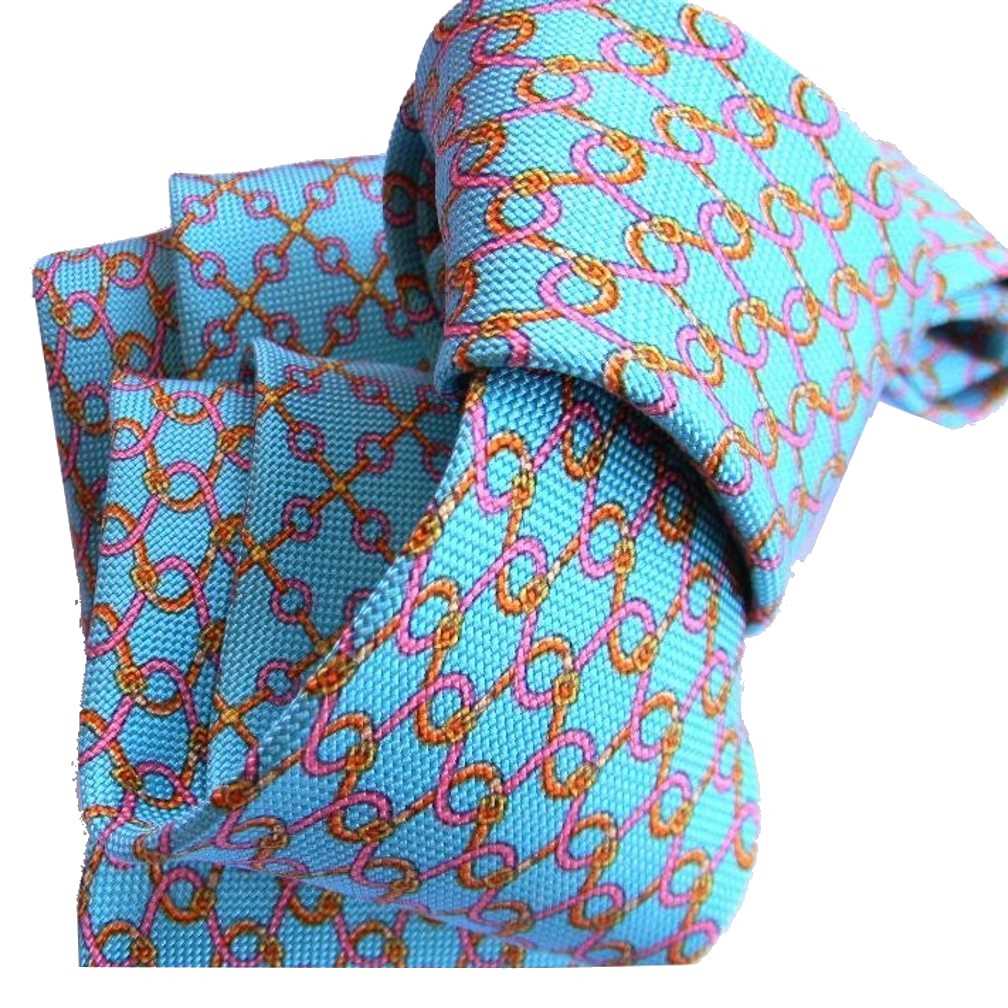 CRAVATTA TIE SETA SILK STAMPATA OPERATA azzurra verdina MADE IN ITALY varie disp - Picture 3 of 3