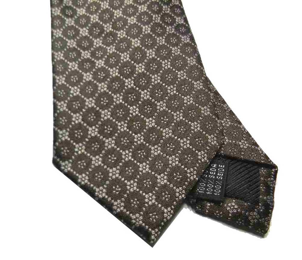 CRAVATTA uomo microdisegno marrone beige cerchietto SETA made in Italy - Imagen 5 de 6