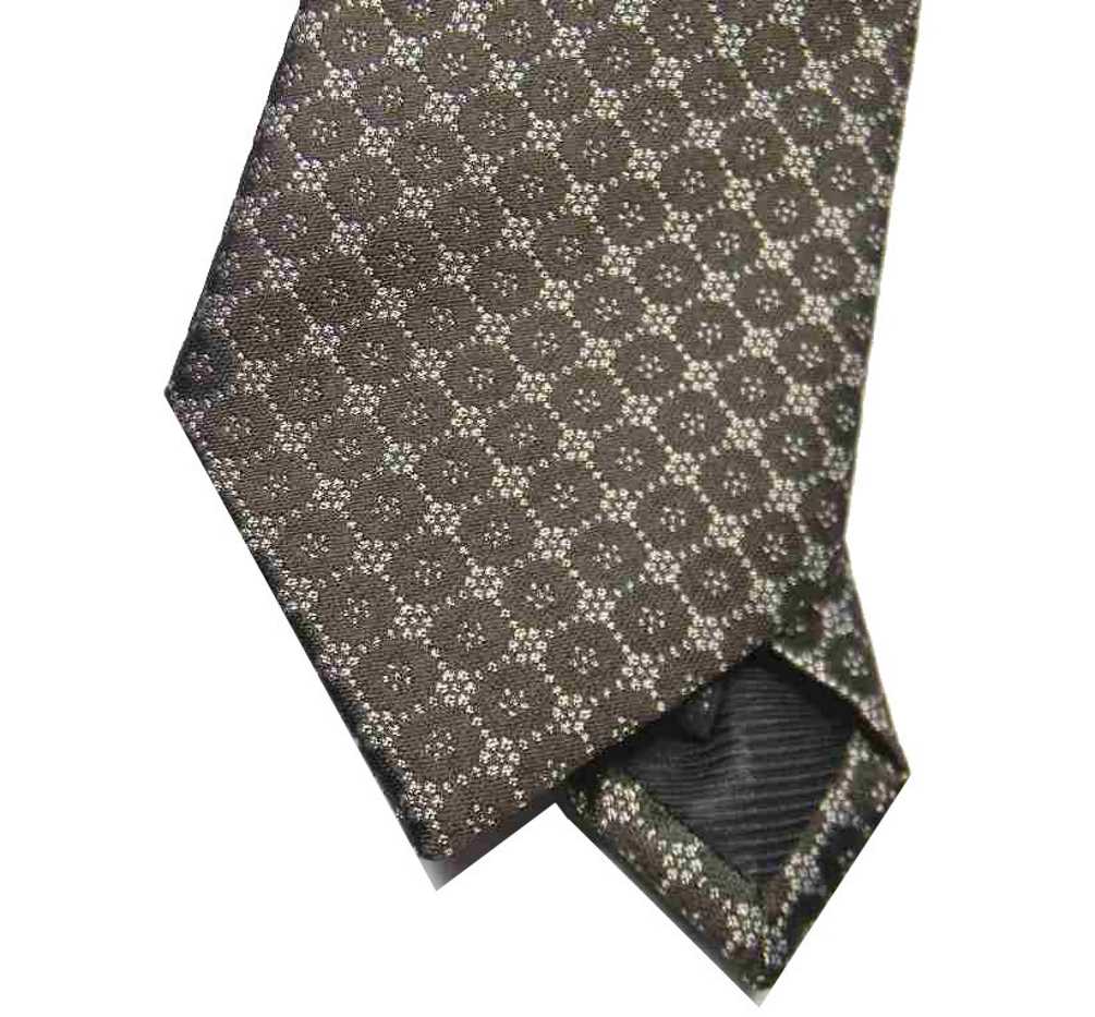 CRAVATTA uomo microdisegno marrone beige cerchietto SETA made in Italy - Imagen 6 de 6