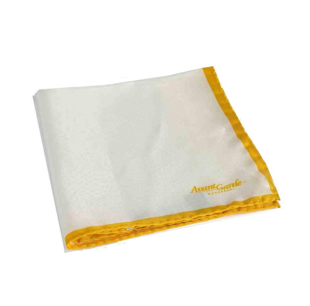 PAPILLON UOMO GIALLO OCRA COMPLETO POCHETTE DI SETA CON BORDI CONTRASTO GIALLI - Imagen 2 de 7