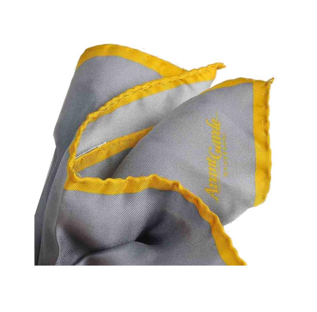 PAPILLON UOMO GIALLO OCRA COMPLETO POCHETTE DI SETA CON BORDI CONTRASTO GIALLI - Imagen 5 de 7