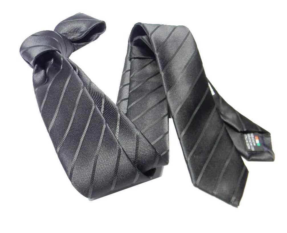 CRAVATTA NERA A RIGHE NERE slim e classic CRAVATTINO TRENDY LUCIDO Skinny TIE - Foto 4 di 6