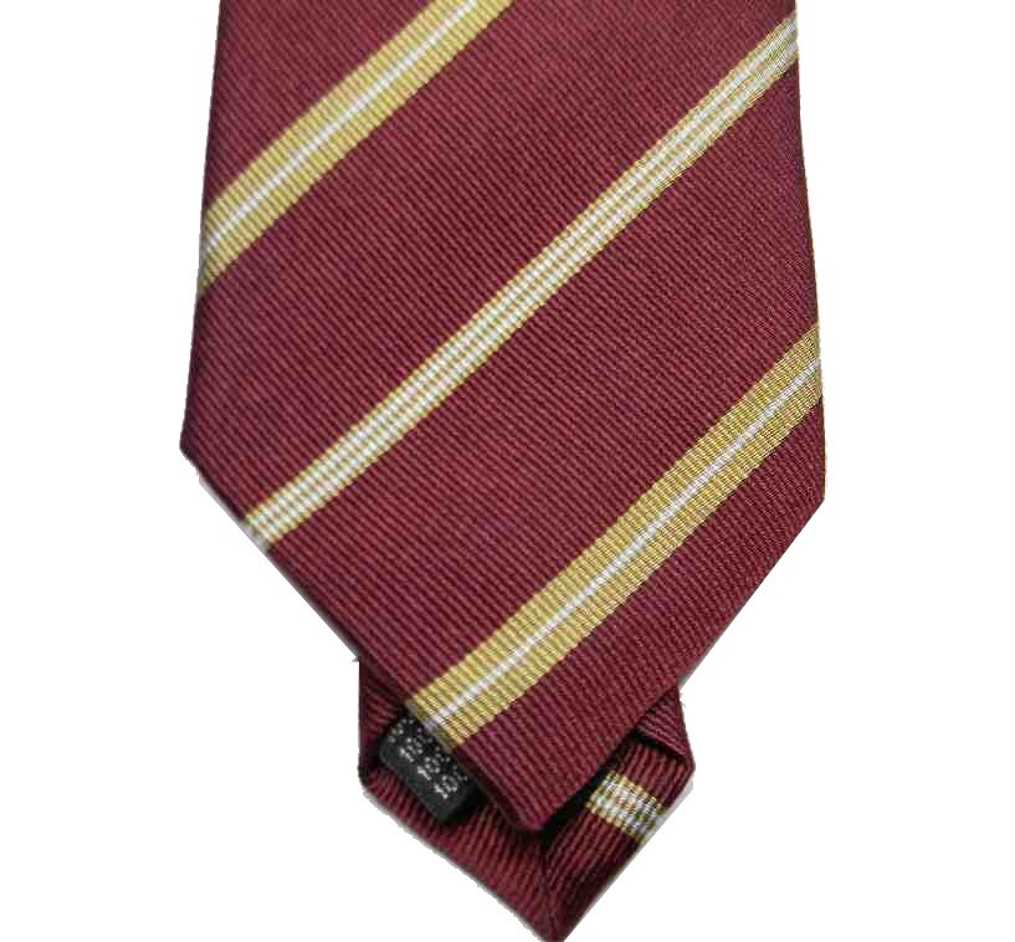 Krawatte Gestreift Regimental Bordeaux Aus Seide Klassisch Einreiher Beige Italy - Picture 8 of 8