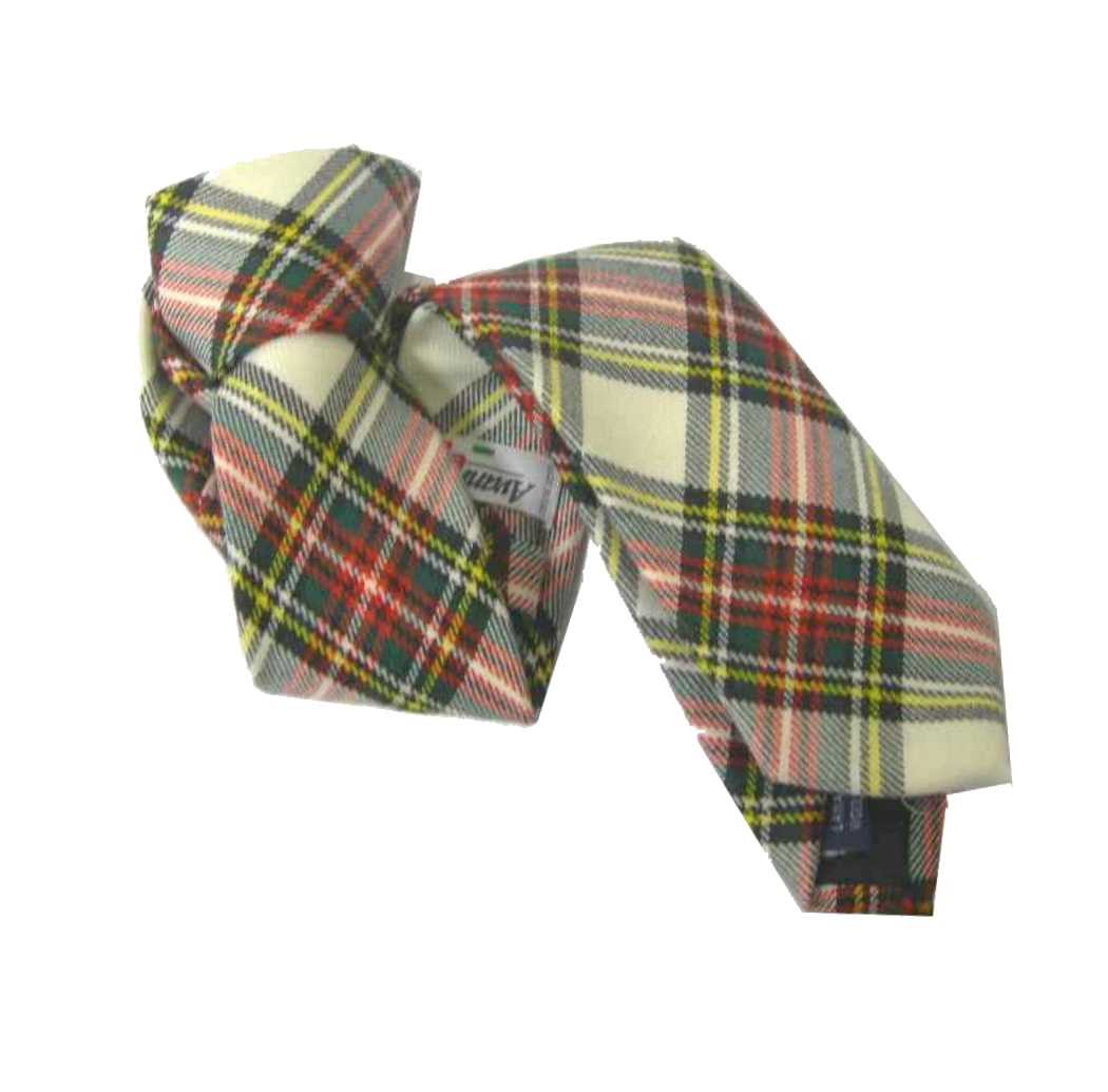 CRAVATTA A QUADRI bianca LANA wool TARTAN TIE BIANCO Nero Rosso Cravatte M Italy - Picture 2 of 2