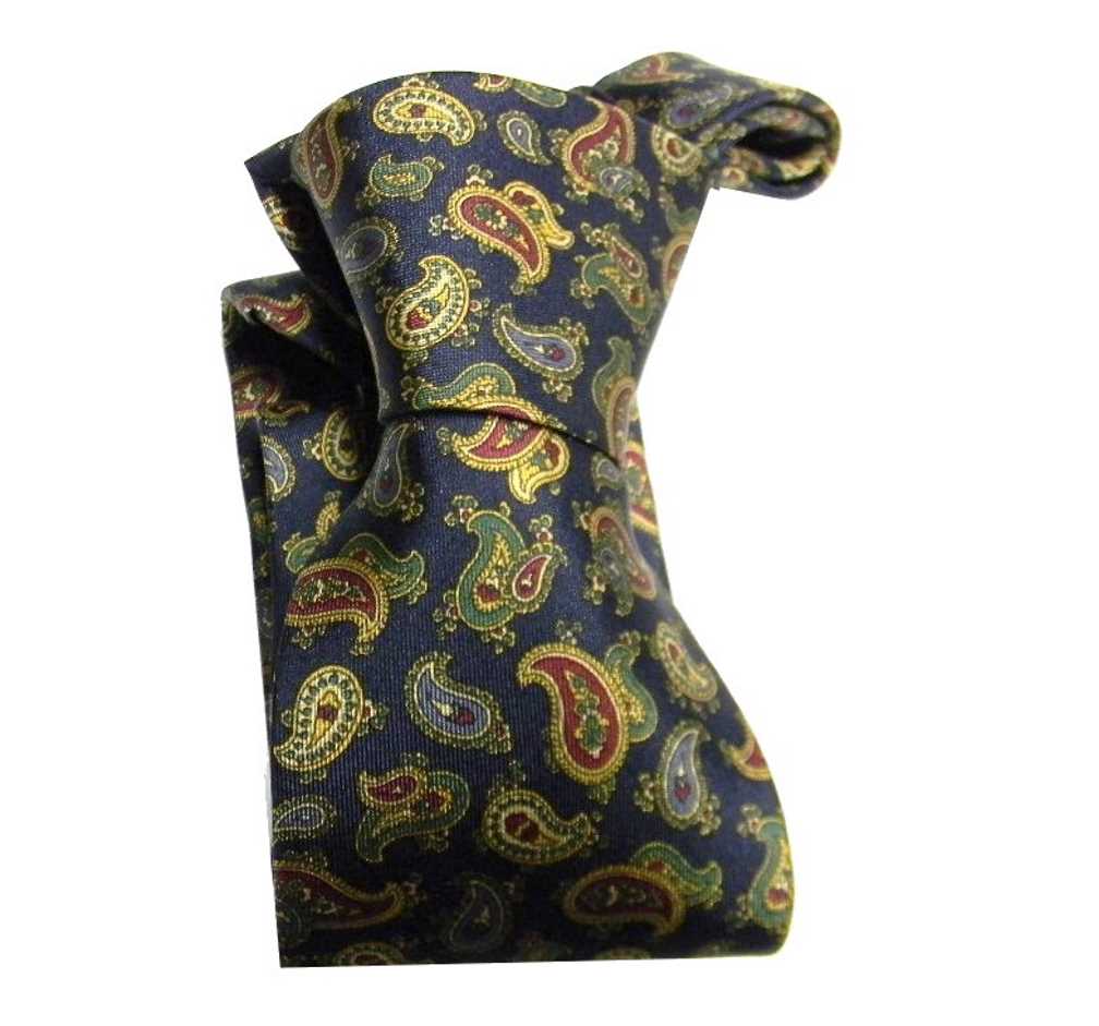 Cravatta seta blu o bordeaux cashmere pailsley it beige verde poss pochette uomo - Imagen 9 de 9