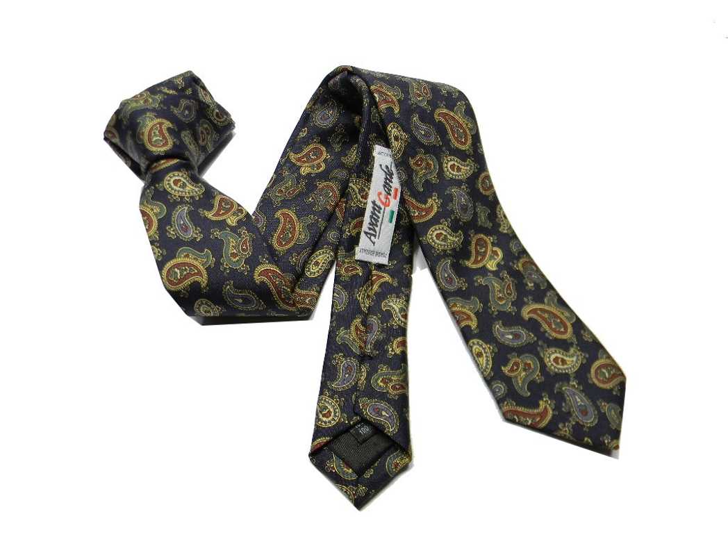 CRAVATTA slim blu dis Paisley CRAVATTINO fine SETA VARI cashemire gialli rossi - Imagen 6 de 6