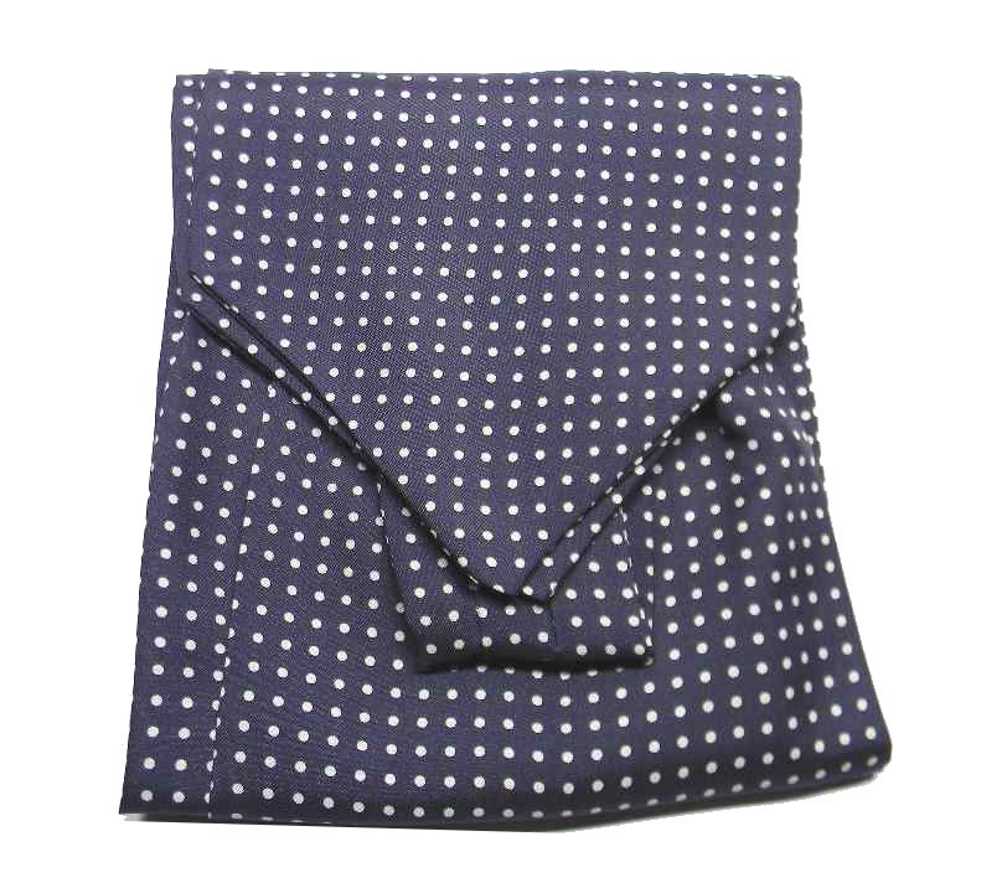 Ascot Homme à Pois Bleu Blanc en Soie Cashe Avec Made IN Italy Haut Class - Picture 9 of 11