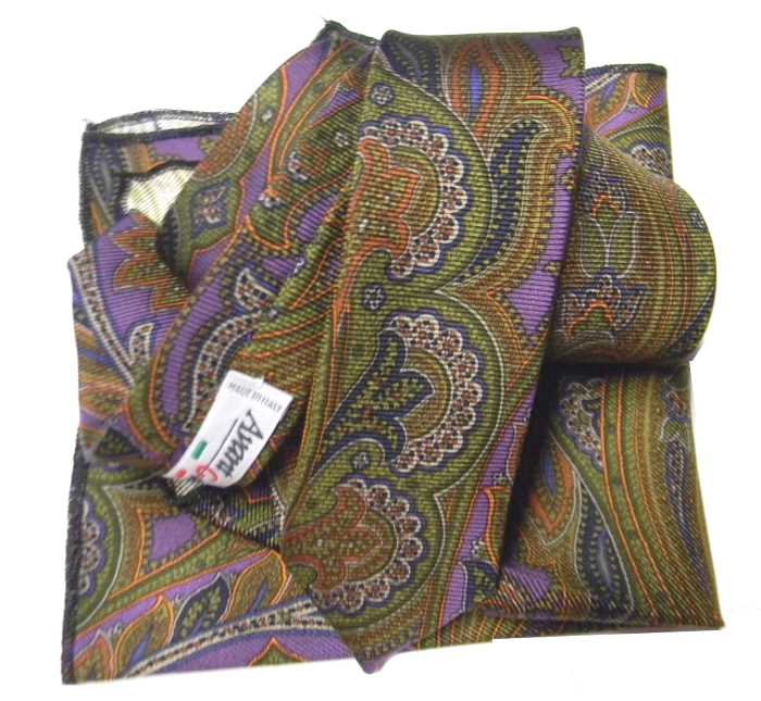 Completo slim uomo abbinata cravatta e pochette seta paisley cashmere m italy - Imagen 5 de 5
