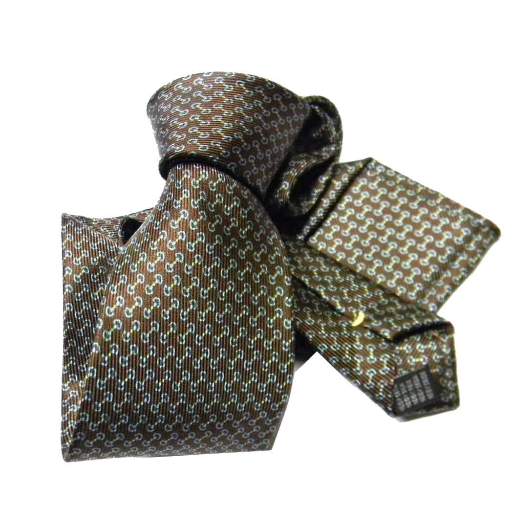 Corbata Varios Marrón Beige Negro Seda con Estampado Made IN Italy Quality - Imagen 8 de 9