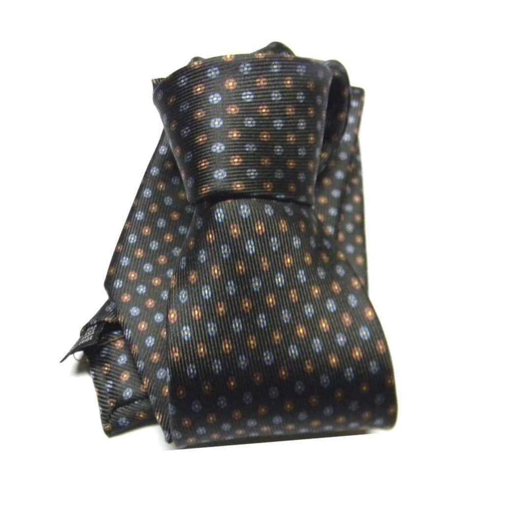 Corbata Varios Marrón Beige Negro Seda con Estampado Made IN Italy Quality - Imagen 9 de 9