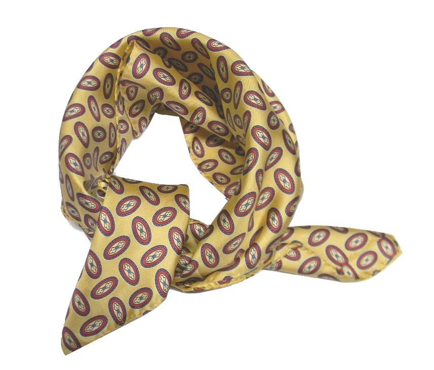 Foulard Homme De Soie Imprimée Mouchoir De Cou Jaune Ocre Beige Cashe Avec - Imagen 8 de 9
