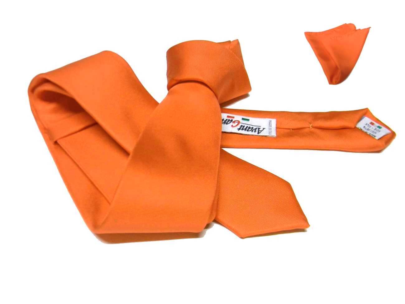 Cravatta arancione di seta slim 5 e normal 7 possibile aggiungere e pochette - Imagen 4 de 4