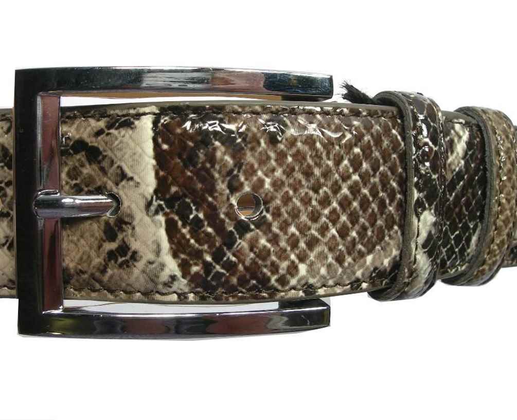 CINTURA UOMO FINTA PELLE rettile stampato BLU NERO MARRONE BEIGE 115 120 125 130 - Imagen 7 de 9