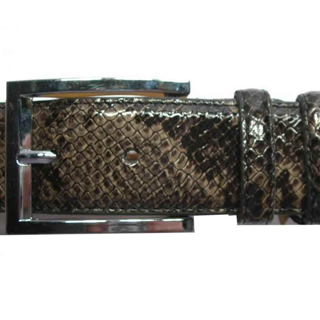 CINTURA UOMO FINTA PELLE rettile stampato BLU NERO MARRONE BEIGE 115 120 125 130 - Imagen 8 de 9