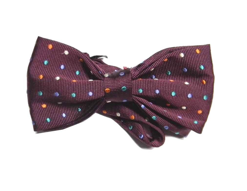 Papillon uomo seta farfalla a pois multicol bowtie rosso marrone vino oro grigio - Imagen 10 de 10