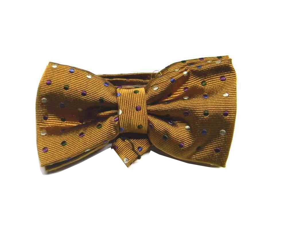 Papillon uomo seta farfalla a pois multicol bowtie rosso marrone vino oro grigio - Imagen 8 de 10