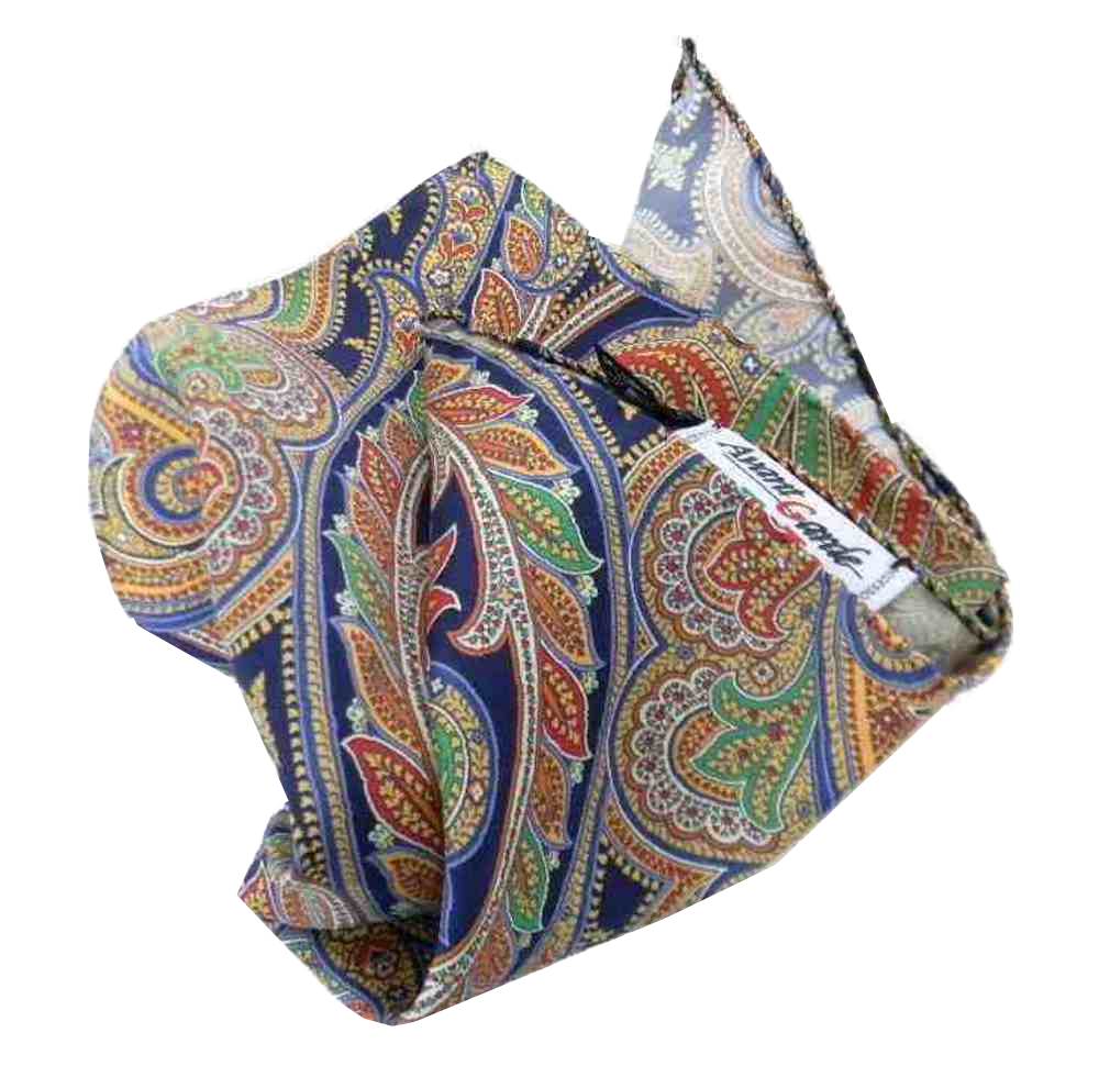 FAZZOLETTO DA TASCHINO UOMO POCHETTE UOMO HANDKERCHIEF STAMPA CASHMERE PAISLEY - Picture 11 of 17
