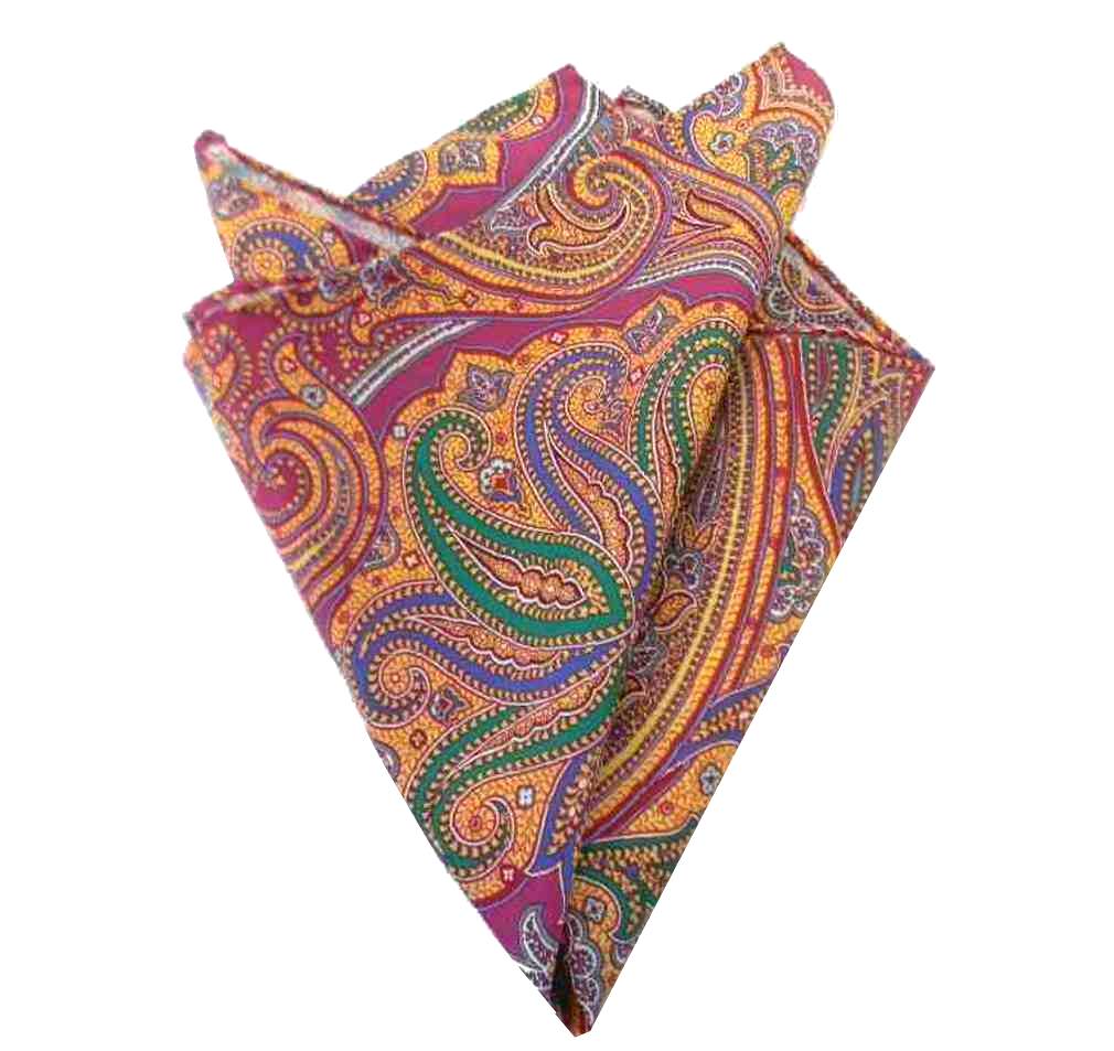 FAZZOLETTO DA TASCHINO UOMO POCHETTE UOMO HANDKERCHIEF STAMPA CASHMERE PAISLEY - Picture 12 of 17