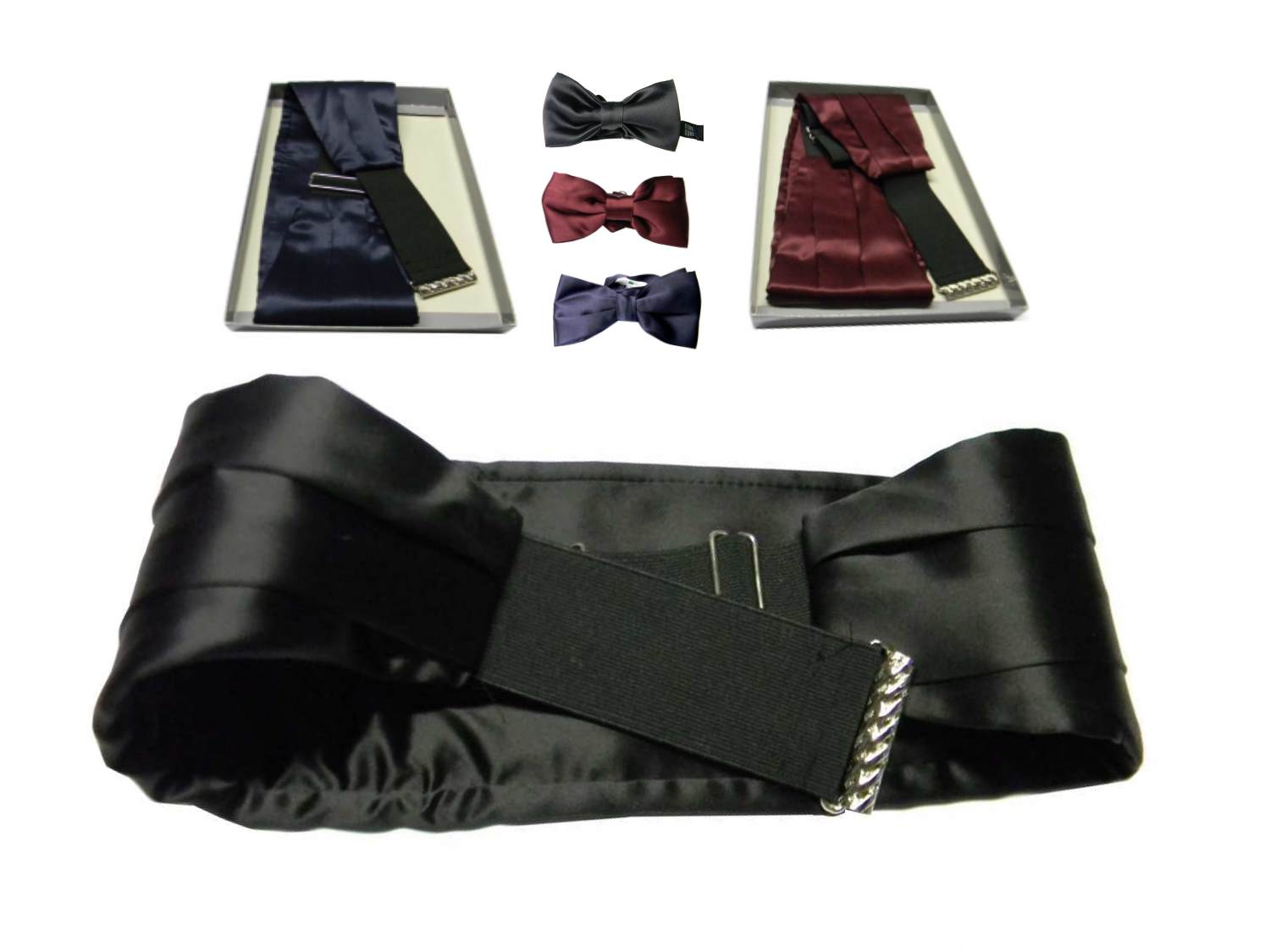 Fascia smoking uomo seta nera blu bordeaux cerimonia pregiata anche  papillon | eBay
