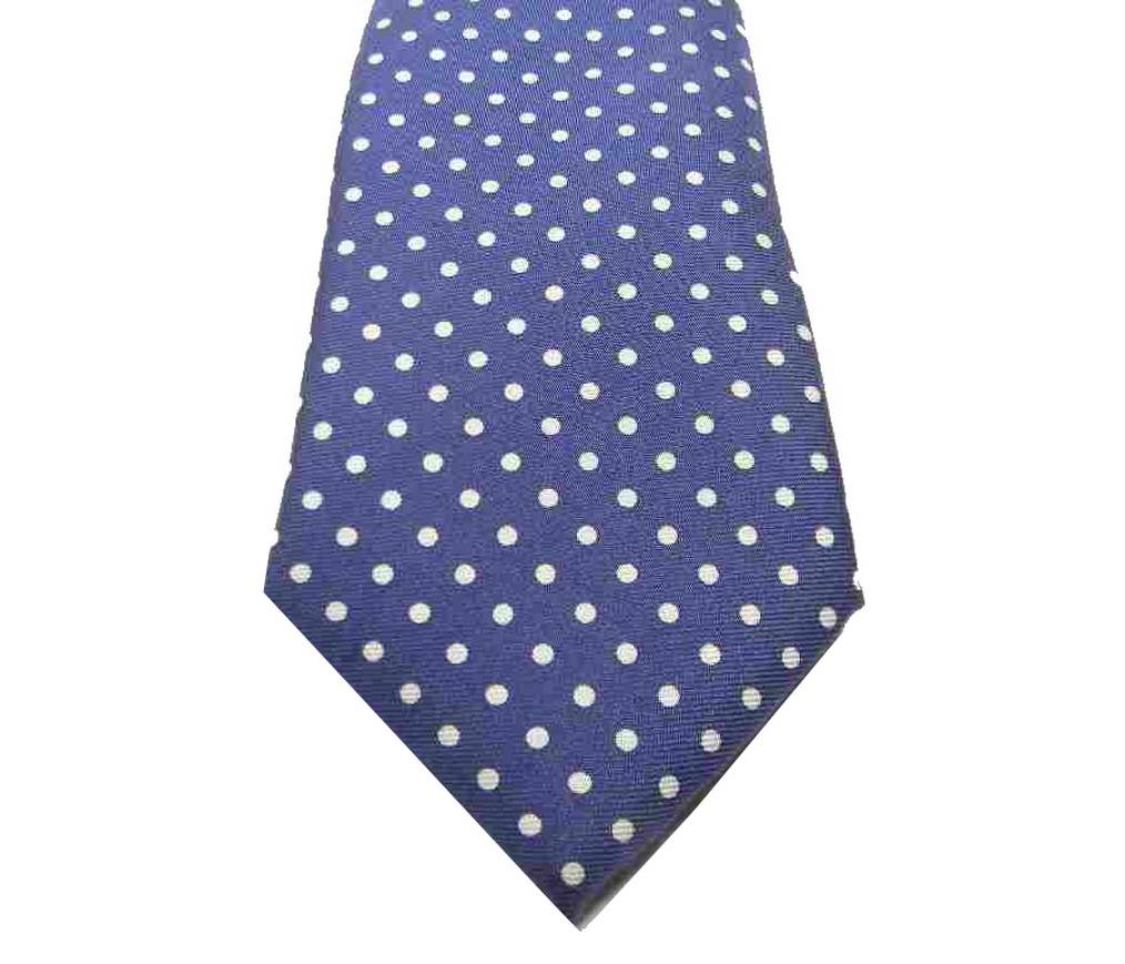 Cravatta blu navy a pois bianchi cravatte a pallini seta varie blu marino bianco - Foto 8 di 9