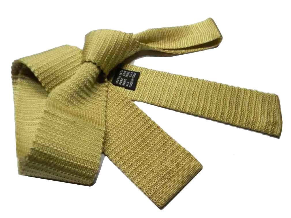 CRAVATTA Maglia SETA TRICOT made Italy CRAVATTINO di ALTA CLASSE ORO BEIGE - Picture 2 of 2