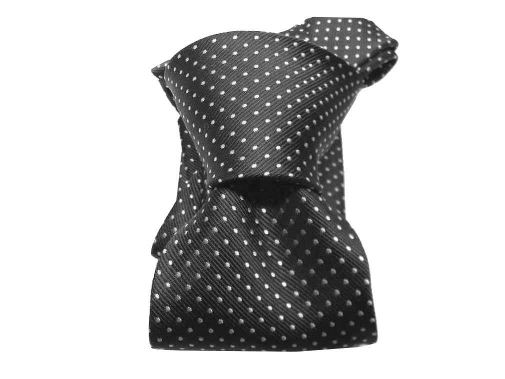 CRAVATTA uomo necktie nera bianca microdisegni CRAVATTE bianco nero CERIMO Italy - Imagen 3 de 5