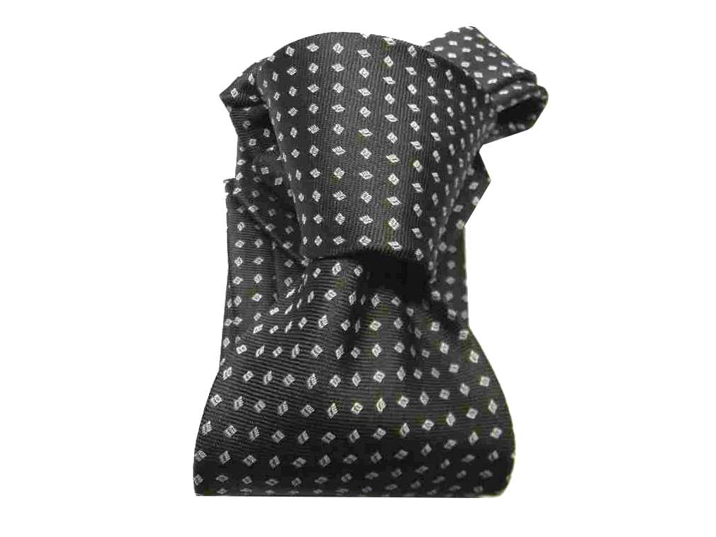 CRAVATTA uomo necktie nera bianca microdisegni CRAVATTE bianco nero CERIMO Italy - Imagen 4 de 5