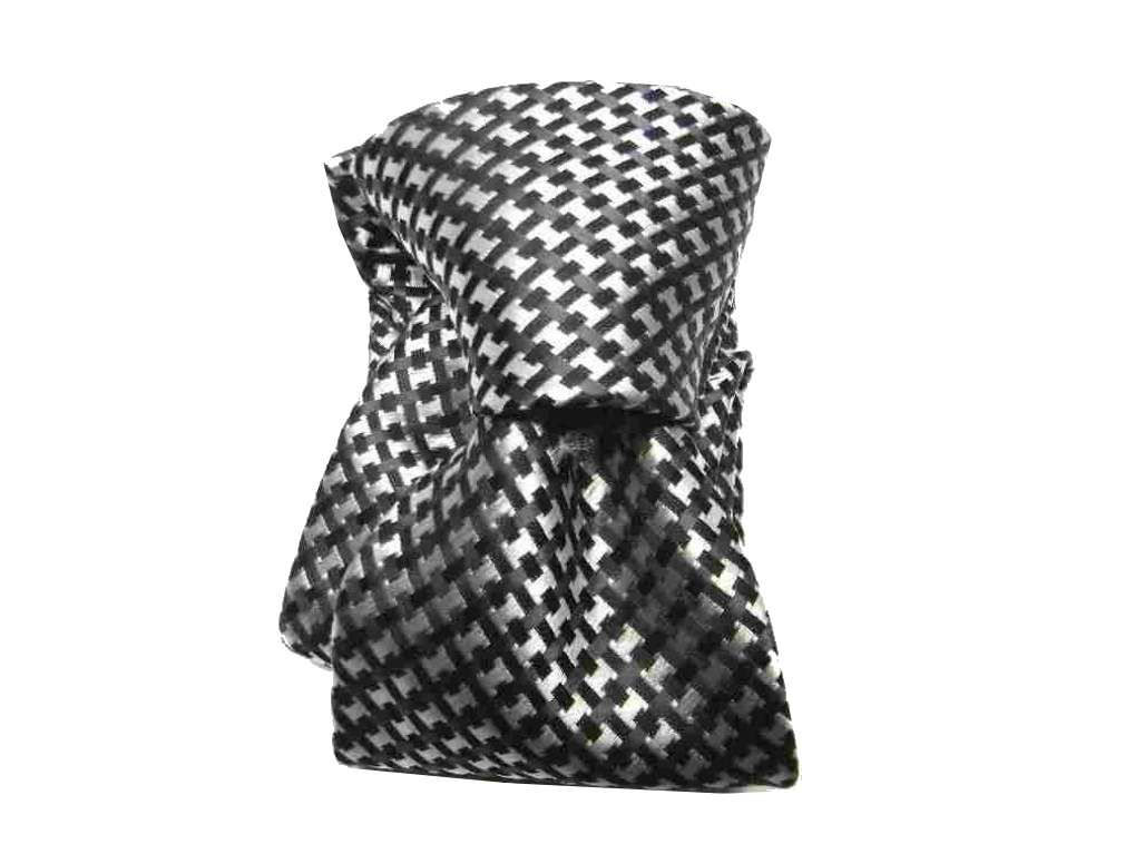 CRAVATTA uomo necktie nera bianca microdisegni CRAVATTE bianco nero CERIMO Italy - Imagen 5 de 5
