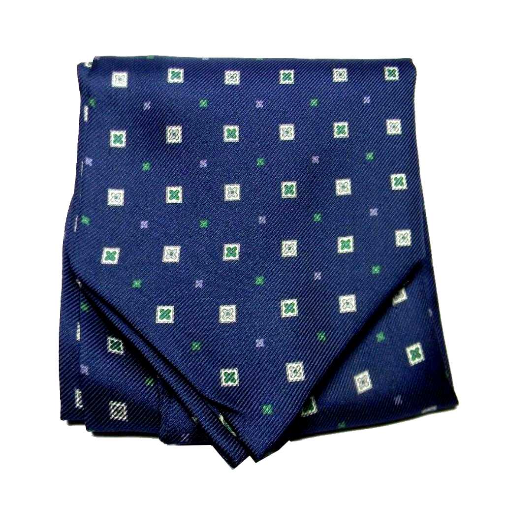 Foulard uomo di seta ascot cashe blu fantasia disegni gialli rossi verdi azzurri - Foto 9 di 18