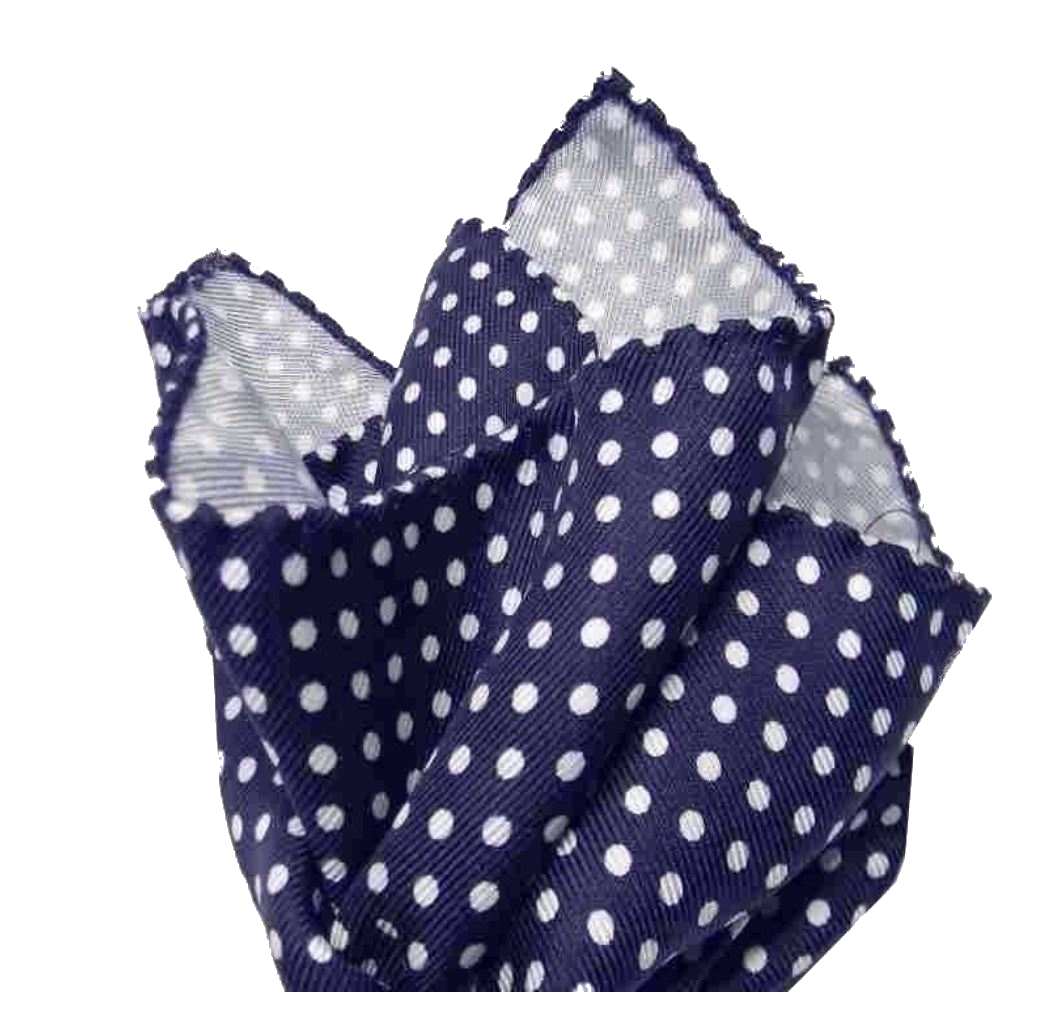 Fazzoletto da taschino uomo silk pochette blu a pois bianco punti bianchi spillo Fazzoletto da taschino uomo silk pochette blu a pois bianco punti bianchi spillo