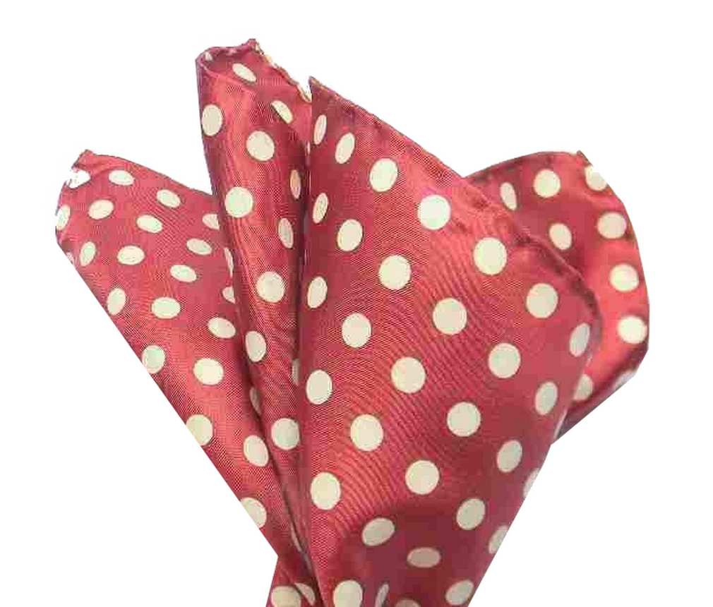 FAZZOLETTO da taschino UOMO SILK POCHETTE BORDEAUX A POIS BIANCHI PALLINI SPILLO - Foto 5 di 7