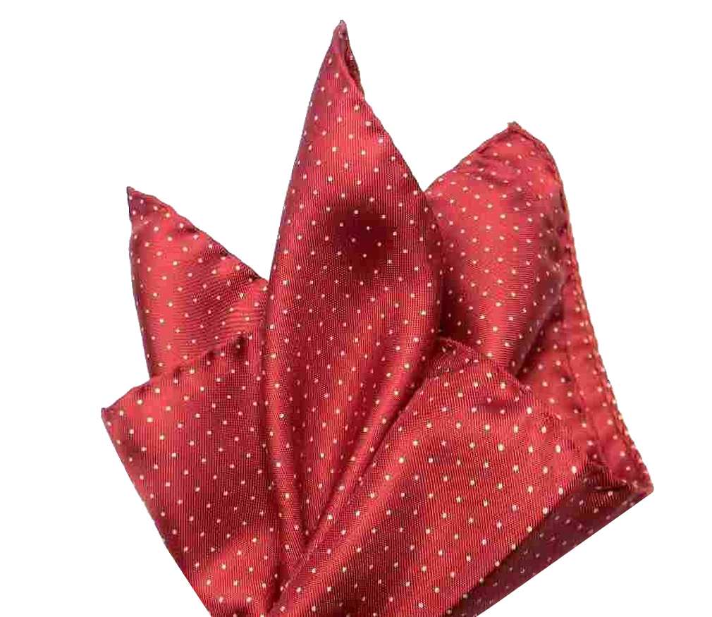 FAZZOLETTO da taschino UOMO SILK POCHETTE BORDEAUX A POIS BIANCHI PALLINI SPILLO - Foto 7 di 7