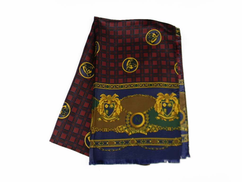 SCIARPA SETA uomo blu sciarpe in seta blue balza fantasia verde beige bordeaux - Imagen 9 de 13