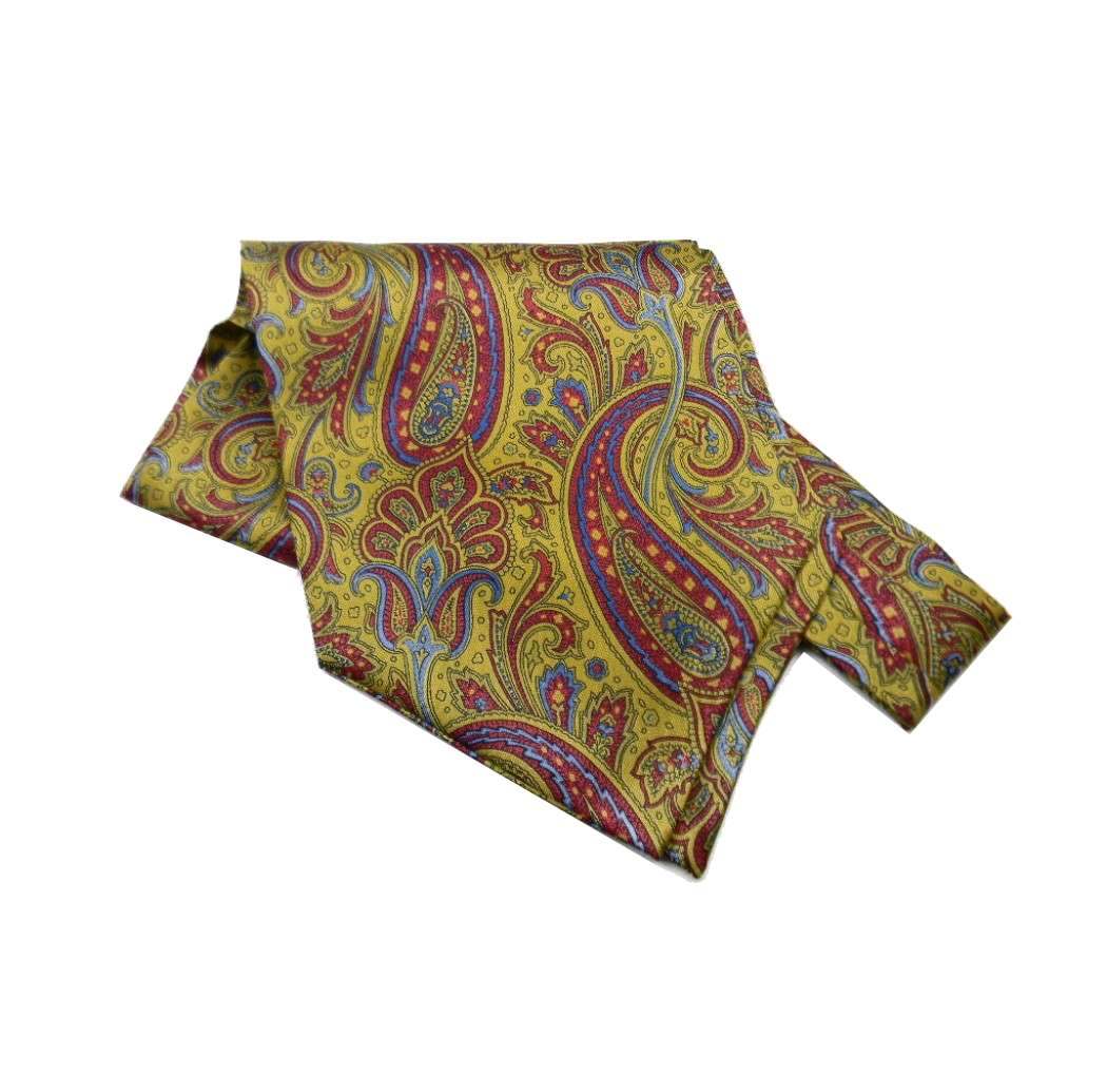 Foulard Homme Soie Imprimée Motifs Paisley Cachemire Ascot en Cashe Avec Italy - Imagen 11 de 14