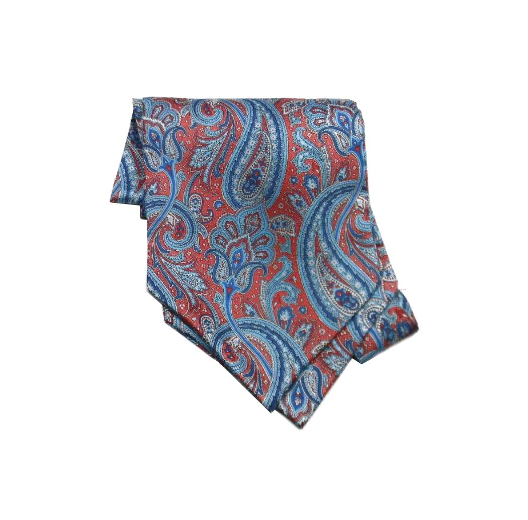 Foulard Homme Soie Imprimée Motifs Paisley Cachemire Ascot en Cashe Avec Italy - Imagen 10 de 14
